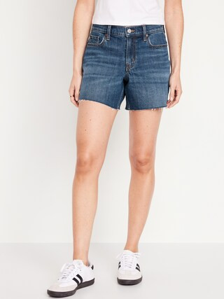 Mid-Rise Boyfriend Cut-Off Jean Shorts -- 5-inch inseam | Old Navy (US)