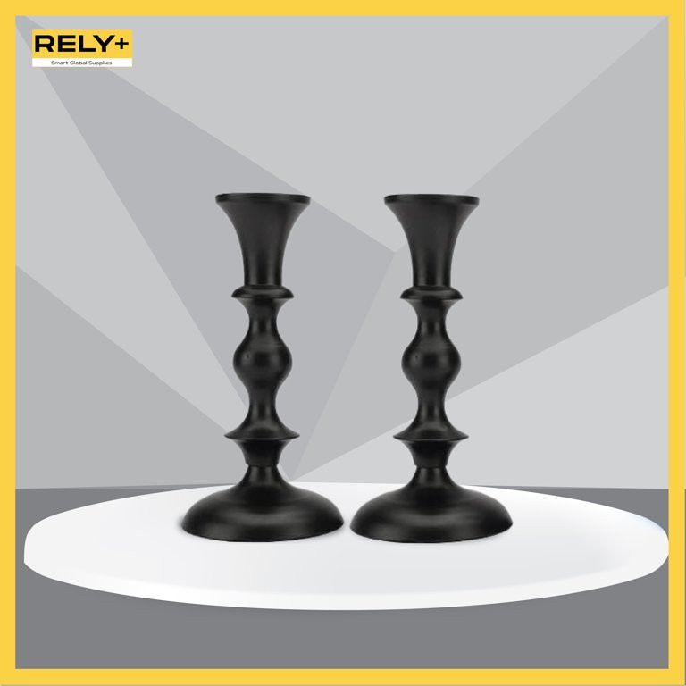 RELY+ 5.75" Candlestick Holders Set of 2 Taper Decorative Candle Holders for home decor Black | Walmart (US)