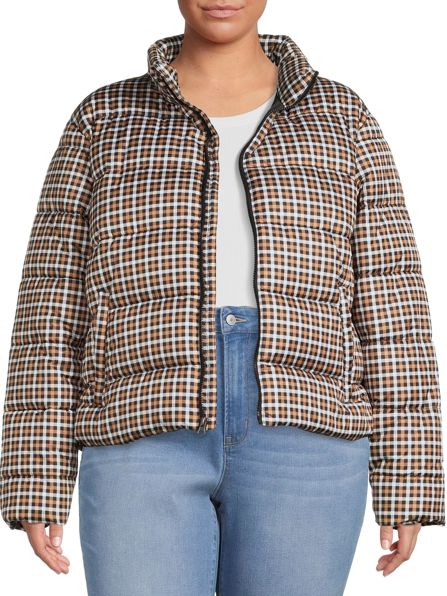 Time and Tru Women's and Plus Puffer Jacket - Walmart.com | Walmart (US)