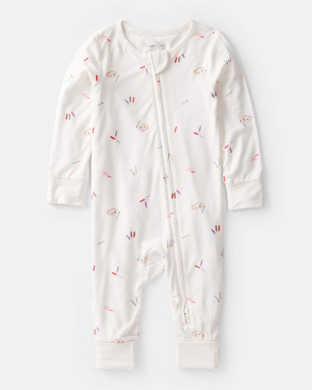 Baby Girl Art Print PurelySoft Sleep & Play Pajamas - White | Carter's Inc