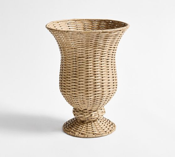 Huntington Rattan Pedestal Vase | Pottery Barn (US)