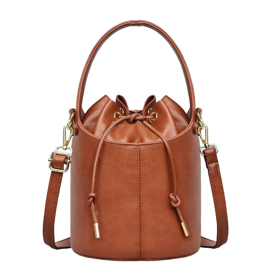 Bucket Bags for Women Vintage Tote Bag Bucket Purses Vegan Leather Hobo Bags Drawstring Crossbody... | Amazon (US)