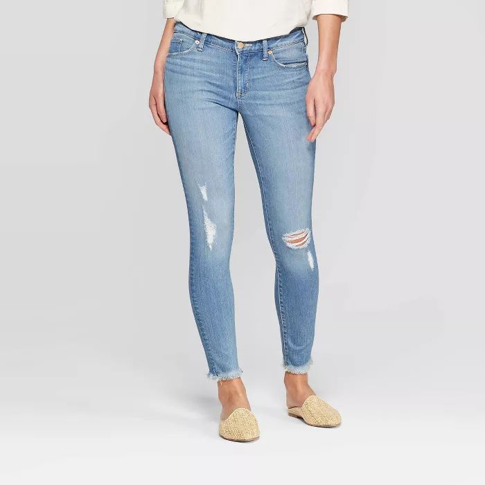 Women's Mid-Rise Distressed Skinny Jeans - Universal Thread™ Light Wash | Target