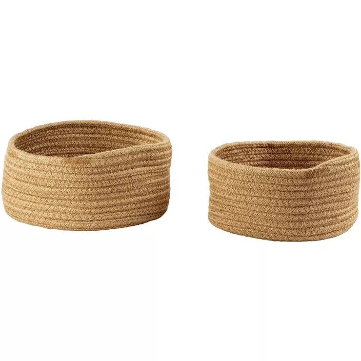 Juvale 2 Pack Round Hemp Rope Baskets, Decorative Woven Storage Basket Bins Hampers for Toy, Blan... | Target