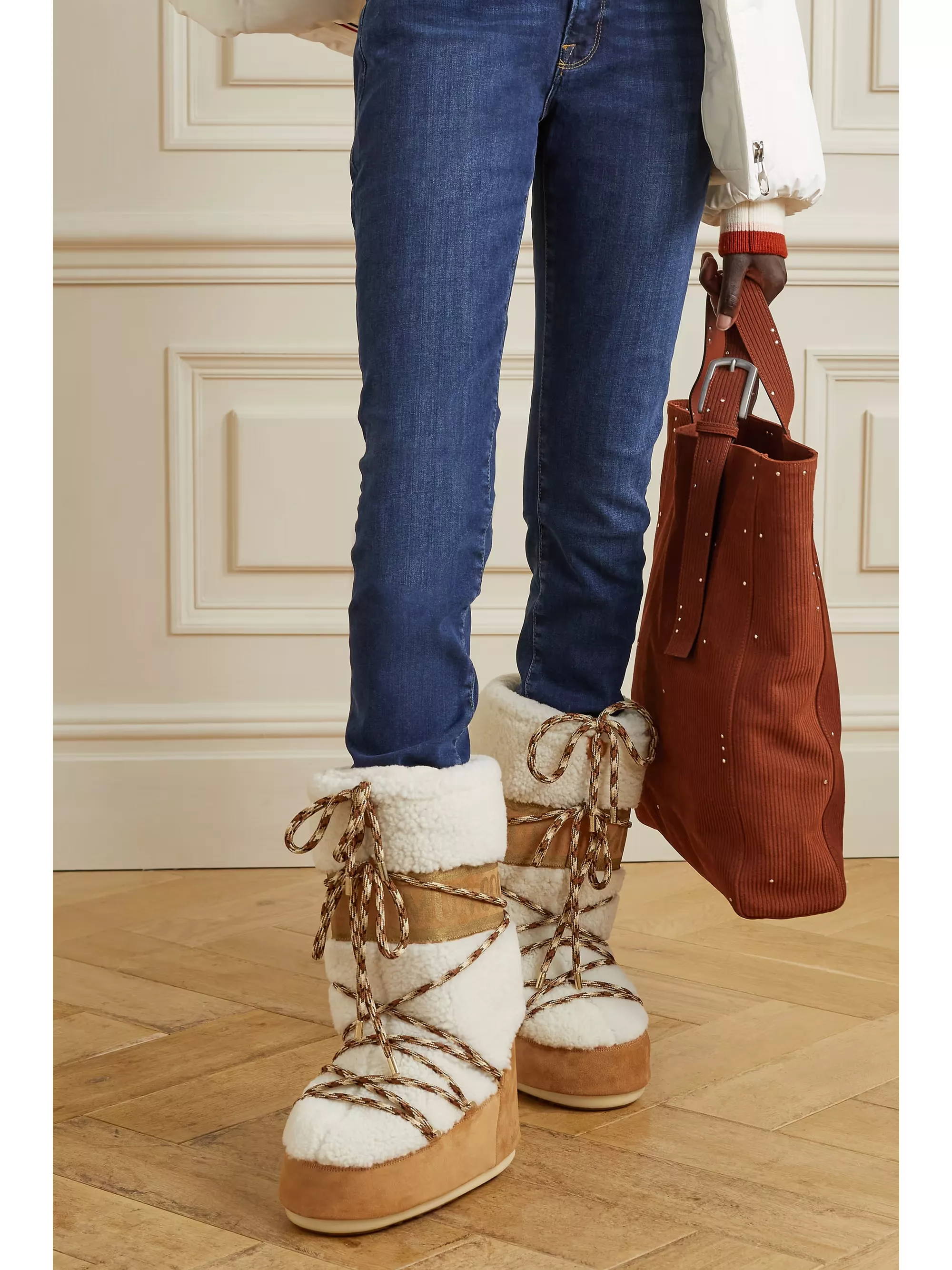 Shearling snow hot sale boots