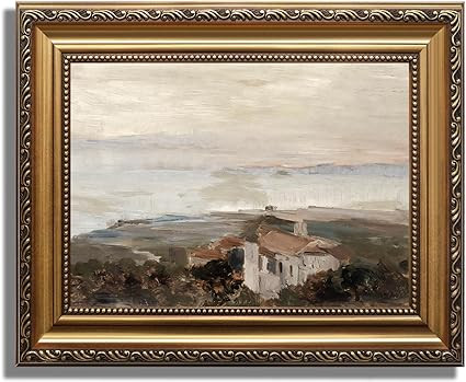 KBKBART Vintage Framed Wall Art for Living Room, Retro Muted European Coastal Prints Painting, Ne... | Amazon (US)