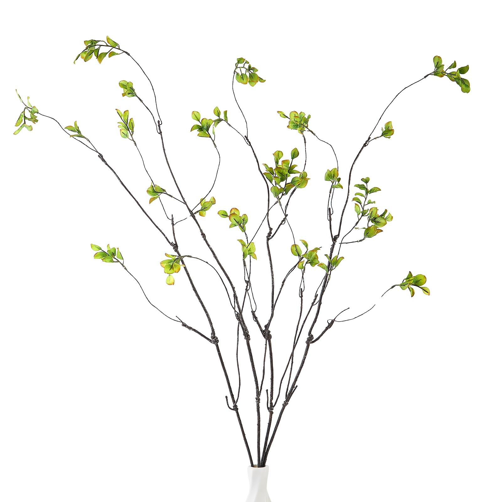 6Pcs 38'' Artificial Ficus Branches Fake Greenery Stems Faux Ficus Twig Plants Green Fake Leaf Sp... | Amazon (US)