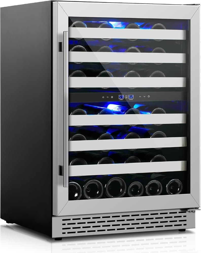24 Inch Wine Cooler Refrigerator, 46 Bottle Dual Zone Wine Fridge Cooler Under Counter with Upgra... | Amazon (US)