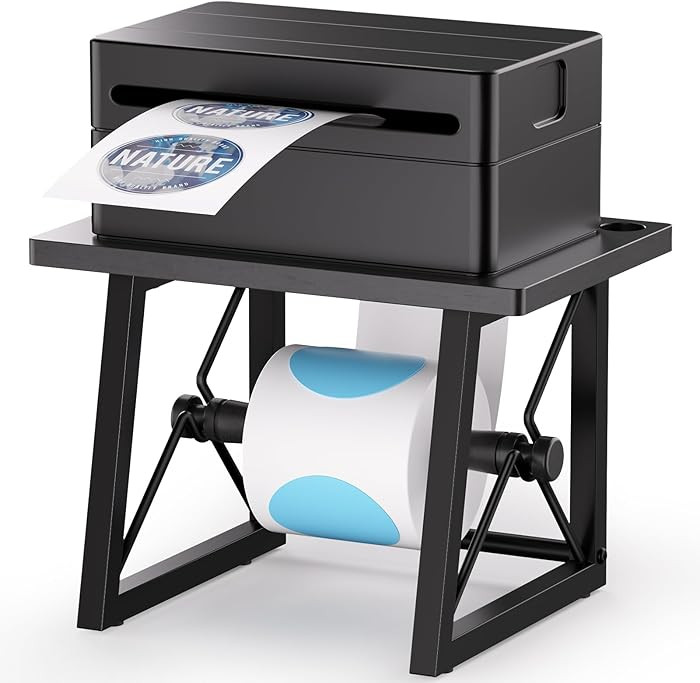 Label Holder for Rolls and Fan-fold Labels, Wooden Label Stand for Shipping Label Printer, Sticke... | Amazon (US)