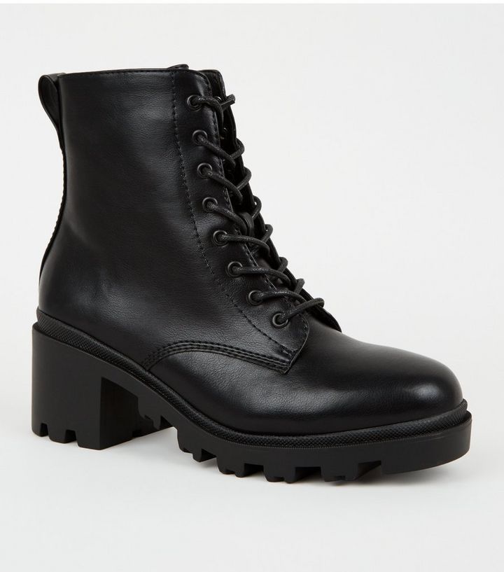 Black Chunky Cleated Lace Up Boots
						
						Add to Saved Items
						Remove from Saved Items | New Look (UK)