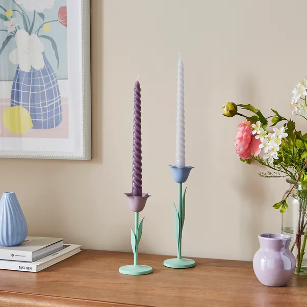 Set of 2 Tulip Candlestick Holders | Dunelm (migrated)