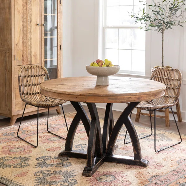 Rustic Modern Round Solid Wood Dining Table | Wayfair North America