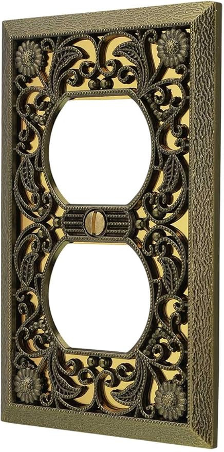 Amerelle 65DAB Filigree Wallplate, 1 Duplex, Antique Brass | Amazon (US)