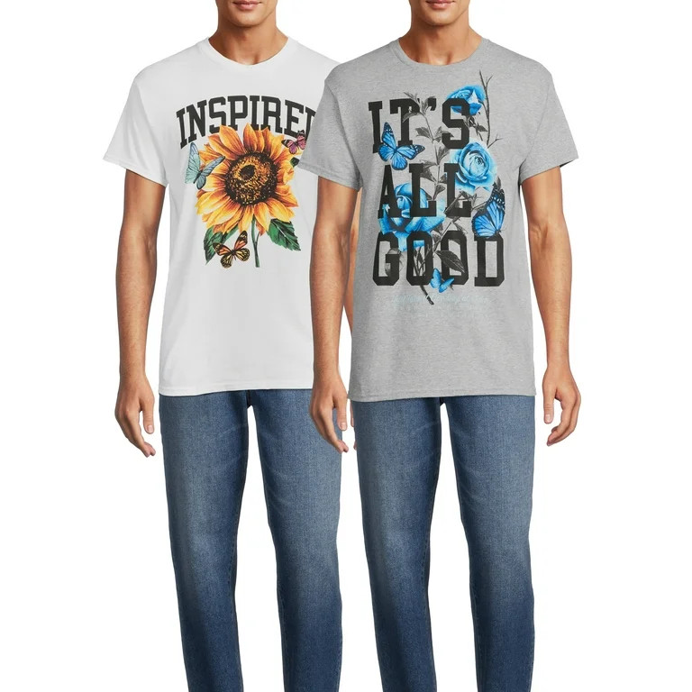Inspired Sunflower & It's All Good Short Sleeve Men's Graphic Tees, 2-Pack - Walmart.com | Walmart (US)