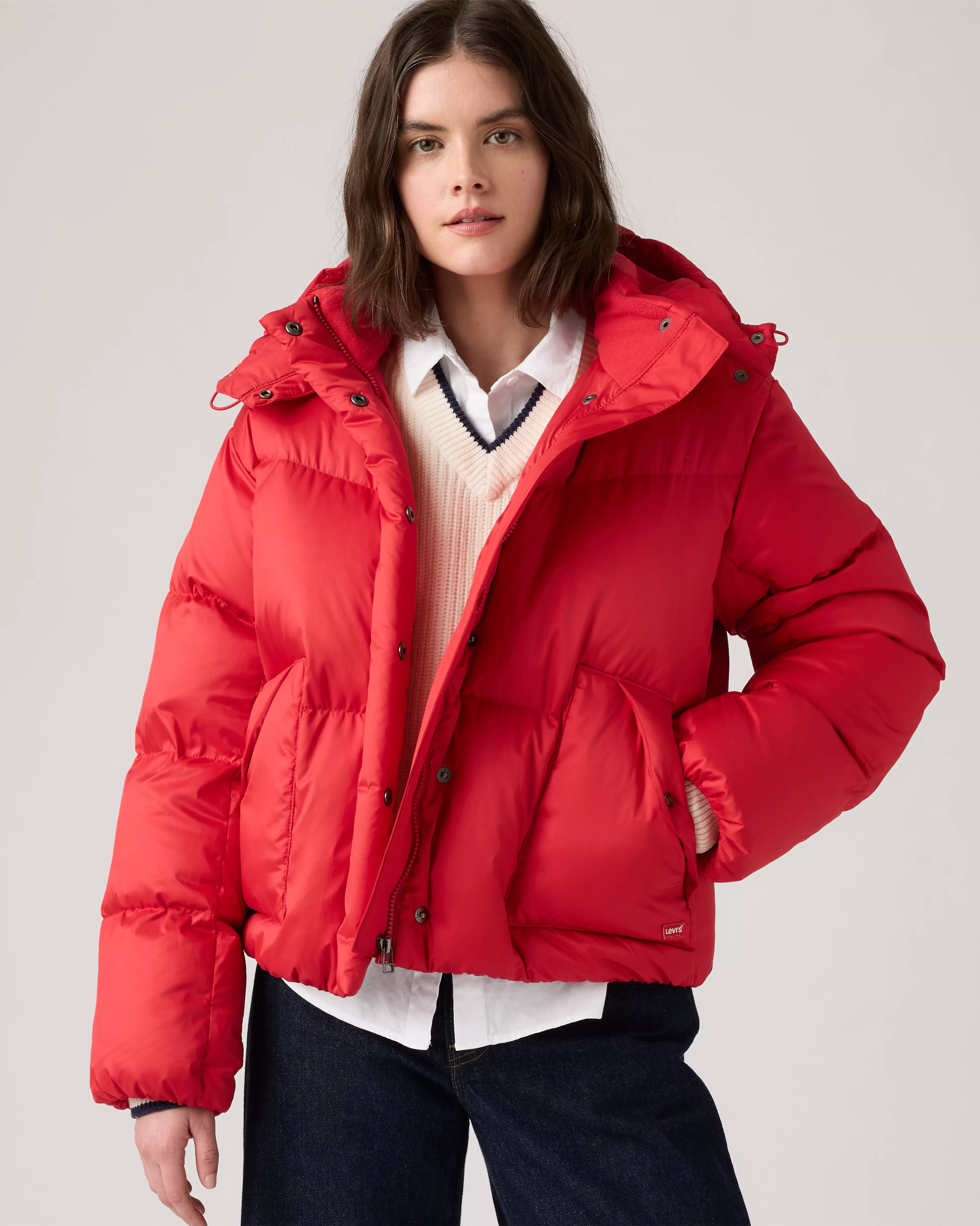 Western Bubble Shortie Puffer Jacket - Red | Levi's® US | Levi's US
