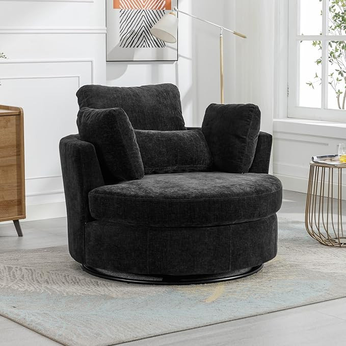 Setawix 42.2" W Swivel Barrel Accent Sofa with Pillows - 360 Degree Round Modern Oversized Arm Cl... | Amazon (US)