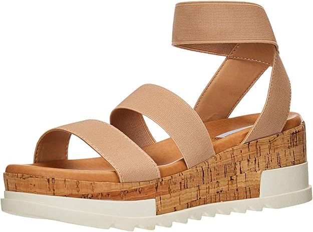 Steve Madden Bandi Blush Cork-Wrapped Textile Ankle Strap Platform Wedge Sandal | Amazon (US)