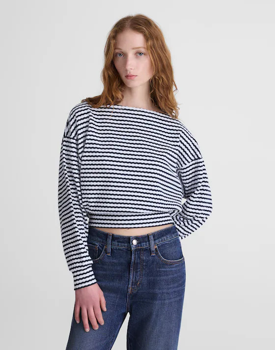 Textural-Stitch Boatneck Top | Madewell