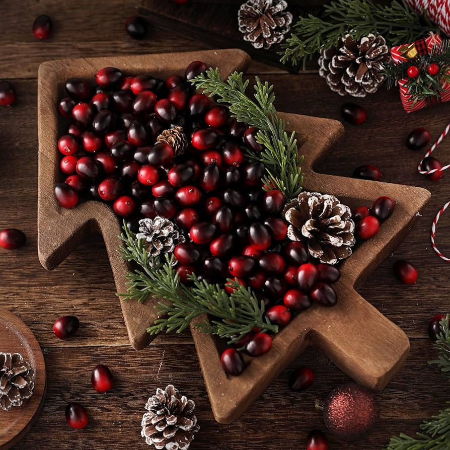 100 Pcs Christmas Artificial Cranberries Fruit Fake Cranberries for Christmas Tree Decoration Wed... | Amazon (US)