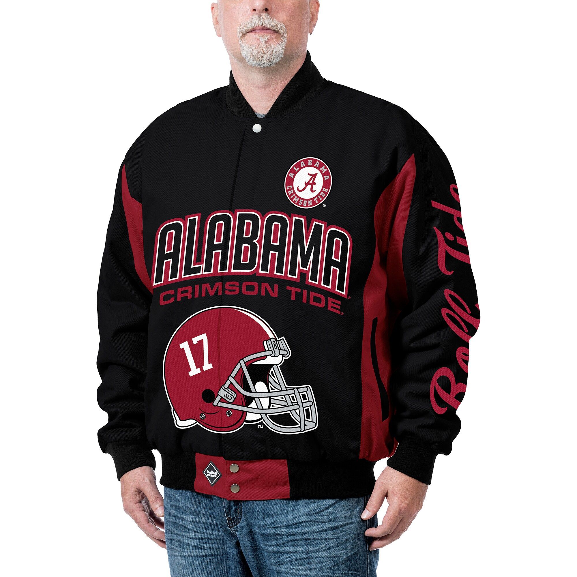 Alabama Crimson Tide Franchise Club Top Dog Cotton Twill Full-Snap Jacket - Black | Fanatics