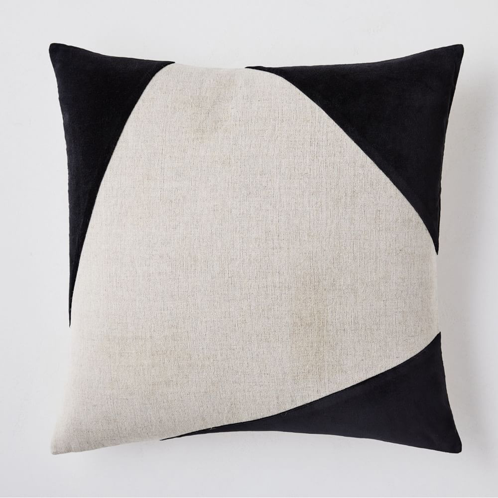 Cotton Linen & Velvet Corners Pillow Cover | West Elm (US)