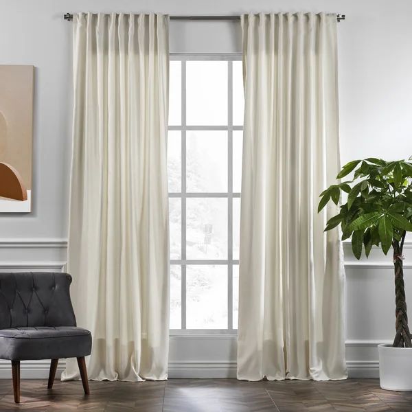 Faux Linen Decorative Room Darkening Curtain Panels (Set of 2) | Wayfair North America