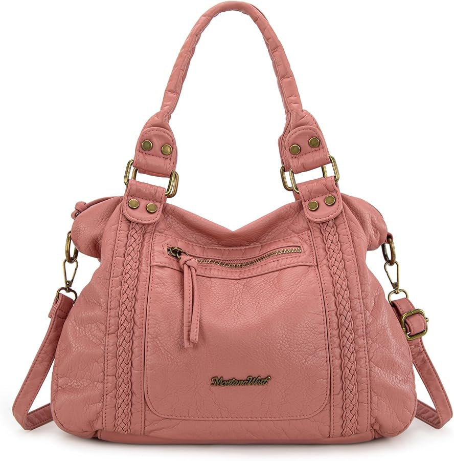 Montana West Washed Leather Hobo Bags for Women Roomy Handbags with Crossbody Strap | Amazon (US)