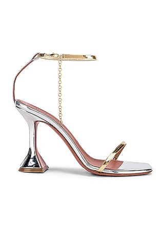 AMINA MUADDI Henson Sandal in Silver Mirror | FWRD | FWRD 
