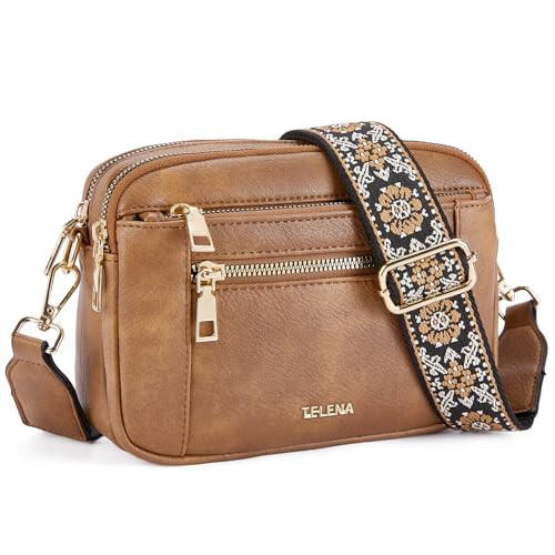 Telena Small Crossbody Bags For Women Vegan Leather Crossbody Purse With Adjustable Wide Strap For Daily Life | Amazon (US)