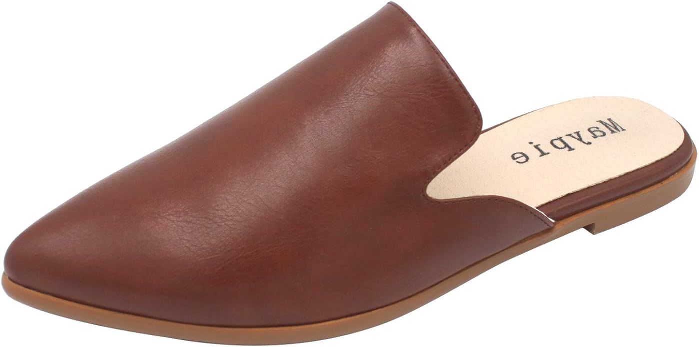 MAYPIE Womens Flat Mules Closed Pointed Toe Slip On Loafer Slides Backless Shoes | Amazon (US)