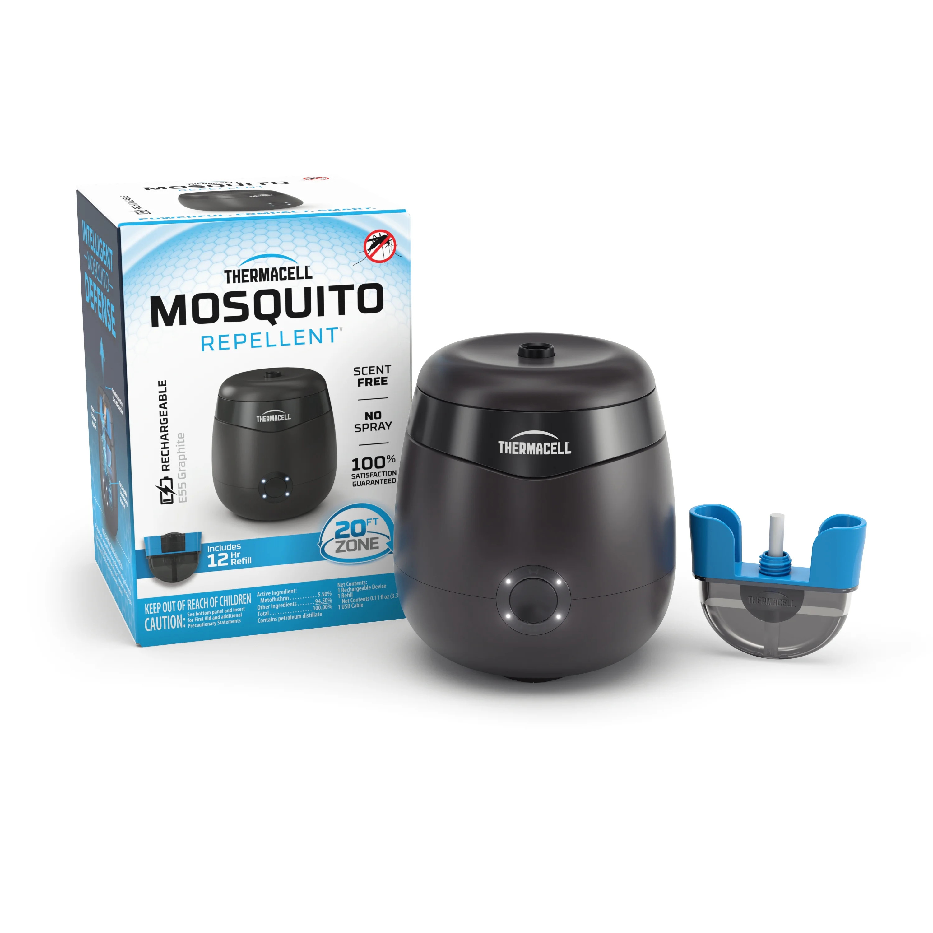 Thermacell Rechargeable E55 Mosquito Repellent with 12-Hour Refill and USB Charging Cable, Charco... | Walmart (US)