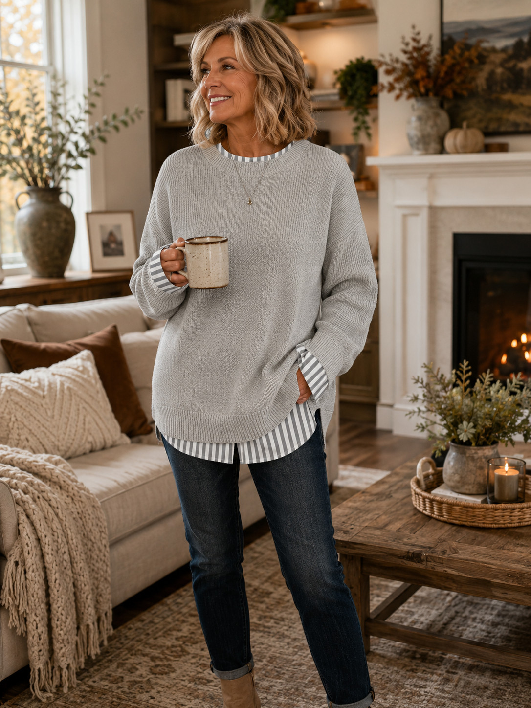Love this Amazon sweater because it gives you that cute layered fall look without having to actually style two separate tops. The gray knit with the striped shirt detail feels classic and polished but still super comfy. Add dark jeans and ankle boots for an easy fall outfits women over 50 look that works for lunch, shopping, travel, or everyday wear.

#FallOutfitsWomenOver50 #AmazonSweaters #GraySweater #LayeredLook #AmazonFallFashion #WomenOver50Fashion #FallOutfitInspo #Over50Style #CasualChicStyle #AmazonFashionFinds #FallWardrobe #ClassicFallStyle 

 #LTKSeasonal #LTKU #LTKSaleAlert