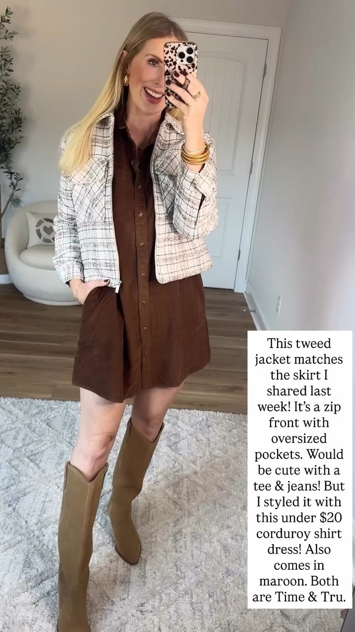 Walmart try on, corduroy shirt dress, plaid tweed jacket

Small 

#LTKStyleTip #LTKFindsUnder50 #LTKWorkwear