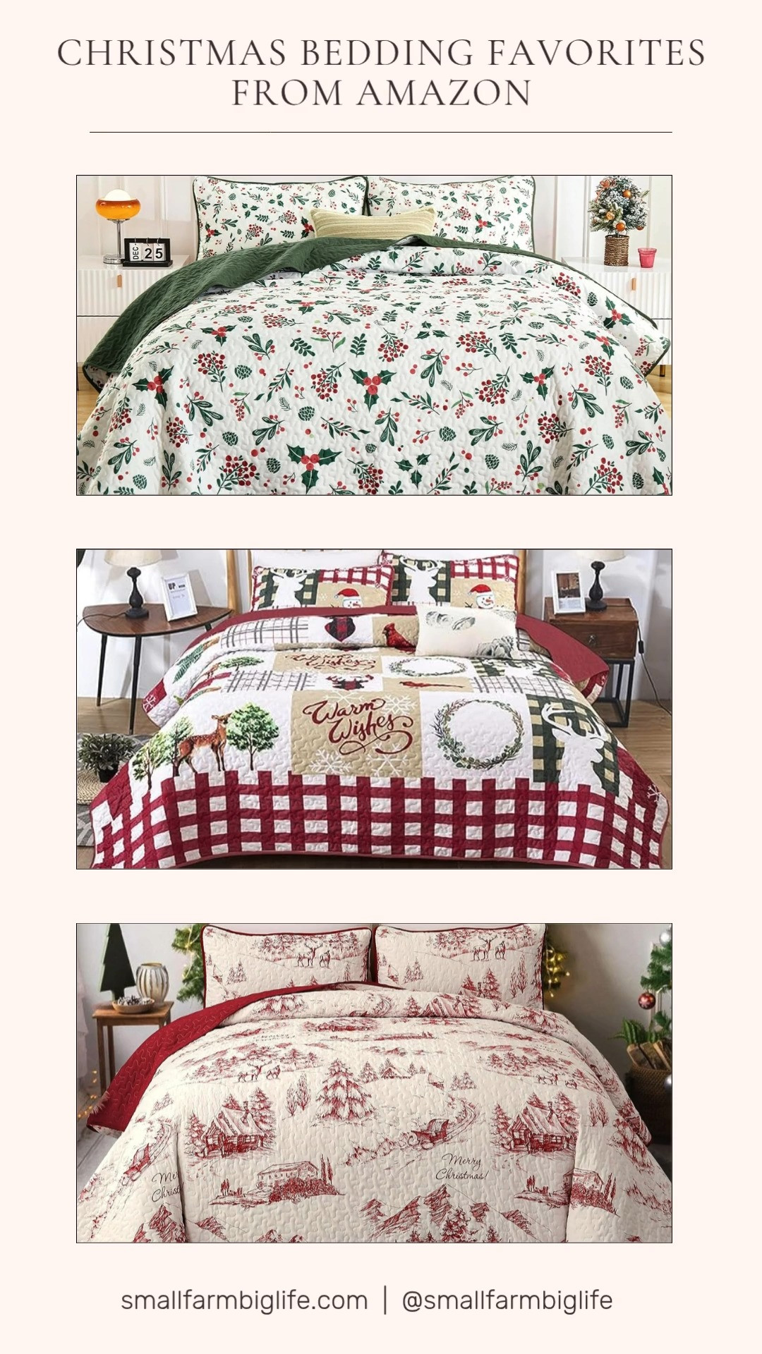 Snuggle up this holiday season with these Christmas bedding favorites from Amazon! ❄️ Cozy comforters and matching pillow shams make your bedroom merry and bright. 

 #LTKHoliday #LTKHome #LTKFindsUnder100