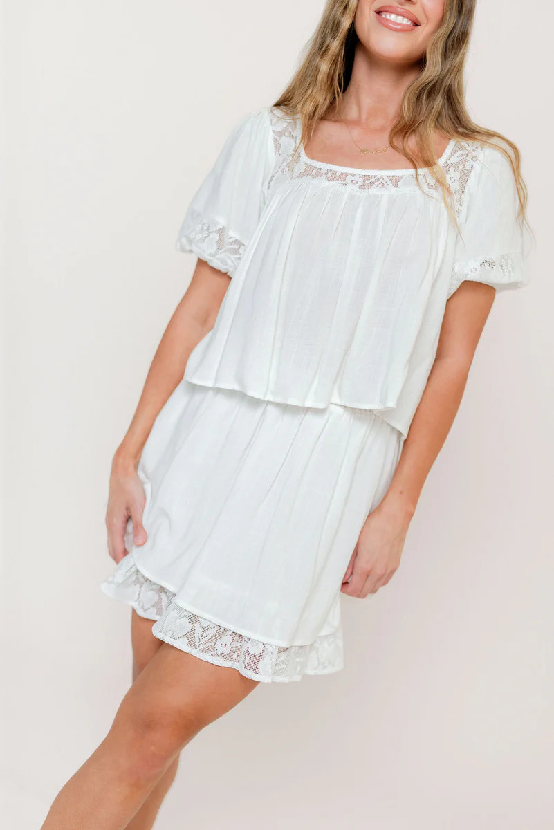 Misty Lace Inset Top in Ivory | Worth Collective
