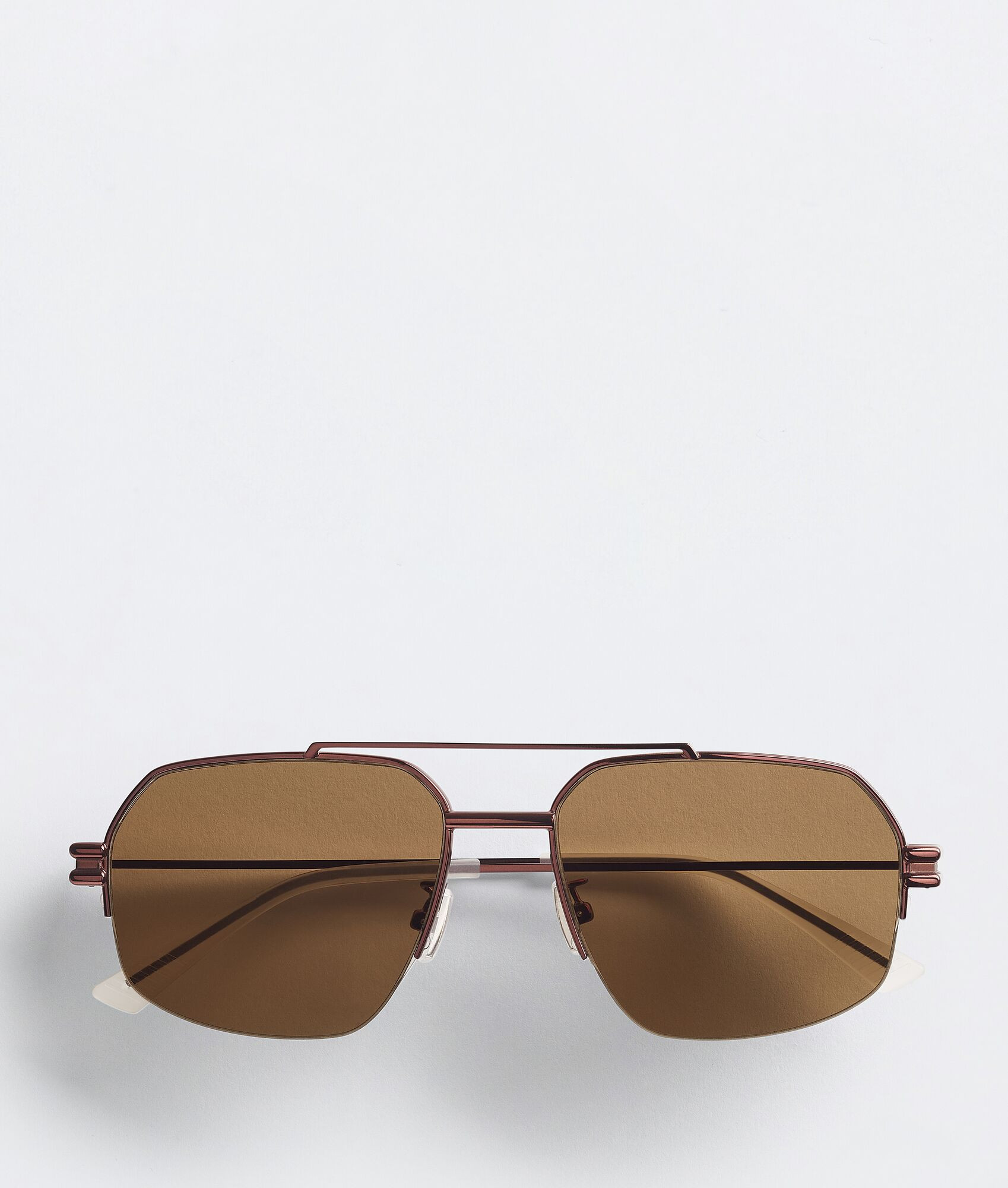 Lunettes De Soleil Aviateur Demi-Cerclées En Métal Bond en brown | Bottega Veneta