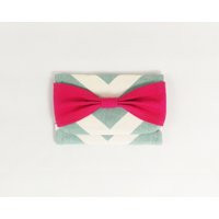 Chevron Bow Wallet Aqua Blue & Pink Canvas Card Holder | Etsy (US)