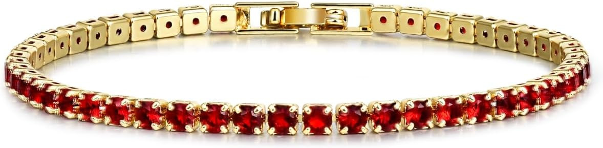 14K Gold Plated Tennis Bracelets for Women, 3mm Cubic Zirconia Gold Bracelet Available in Multi-C... | Amazon (US)