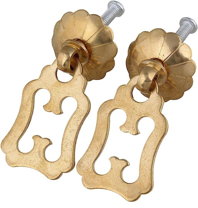 RDEXP 2PCS 4.0cm Length Gold Vintage Style Brass Pull Handle with Screws for Retro Cabinet Closet... | Amazon (US)