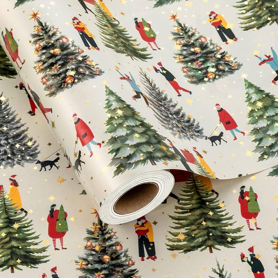 Merture Christmas Wrapping Paper Roll - 17 In X 32.8 Ft (46.5 sq.ft.ttl.) Festive Christmas Gift ... | Amazon (US)