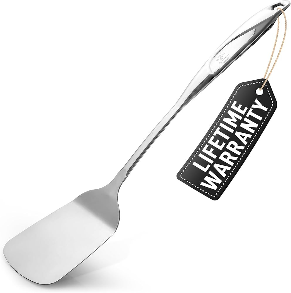 Zulay Kitchen Premium Stainless Steel Metal Spatula - Cooking Spoon Turner - Durable Cooking Uten... | Amazon (US)