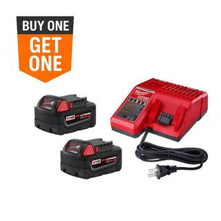 M18 18-Volt Lithium-Ion XC Starter Kit with Two 5.0Ah Batteries and Charger | The Home Depot