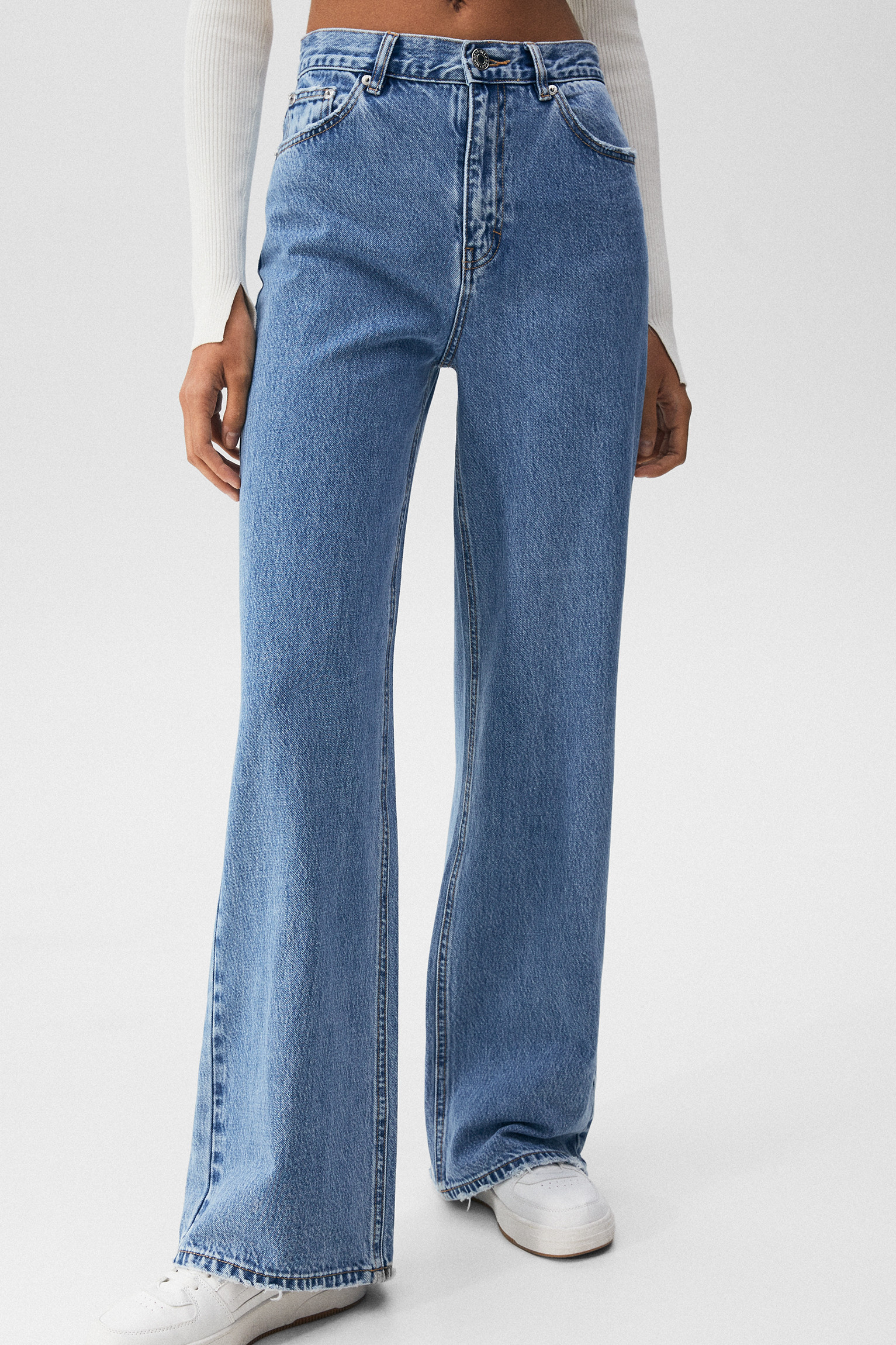 High-waist wide-leg jeans | PULL and BEAR UK