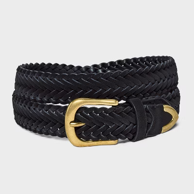 Women's Woven Suede Belt - Universal Thread™ Black S | Target