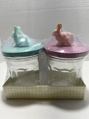 2pk Glass Jar with Bunny Pink/Mint  | eBay | eBay US