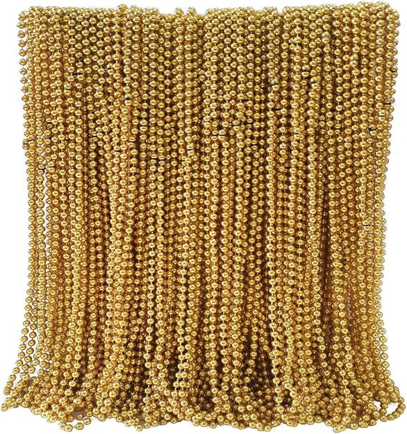 100 Pcs Metallic Gold Green Purple Mardi Gras Beaded Necklaces Bulk For Mardi Gras Decoration, Pa... | Amazon (US)