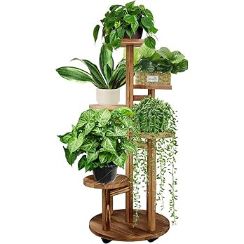 GEEBOBO 5 Tiered Tall Plant Stand for Indoor, Wood Plant Shelf Corner Display Rack, Multi-tier Pl... | Amazon (US)