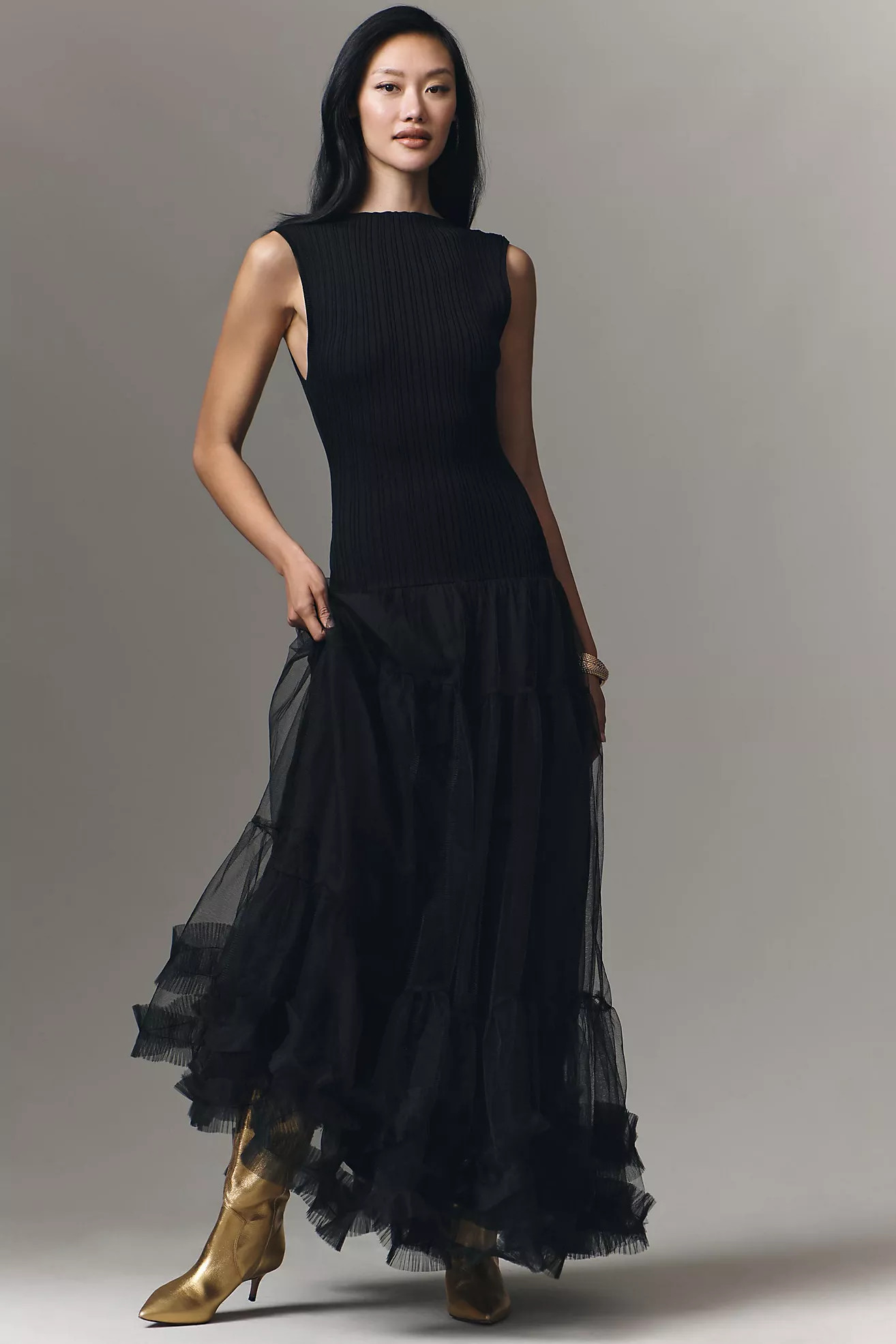 En Saison Darcy Sleeveless Tulle Midi Dress | Anthropologie (US)