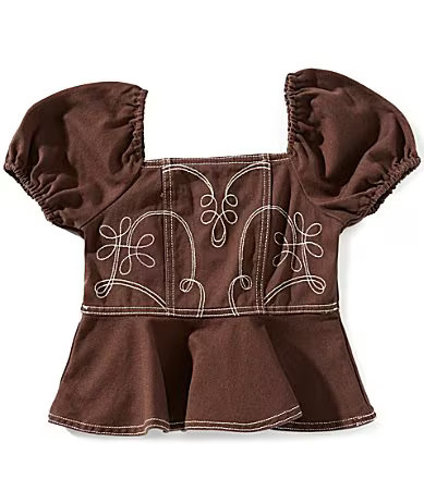 GB Little Girls Woven Western Embroidered Top - 4 | Dillard's