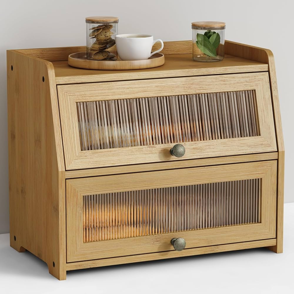 Large Bread Box for Kitchen Countertop, Double Layer Breadbox for Homemade Loaf Bread, Farmhouse ... | Amazon (US)